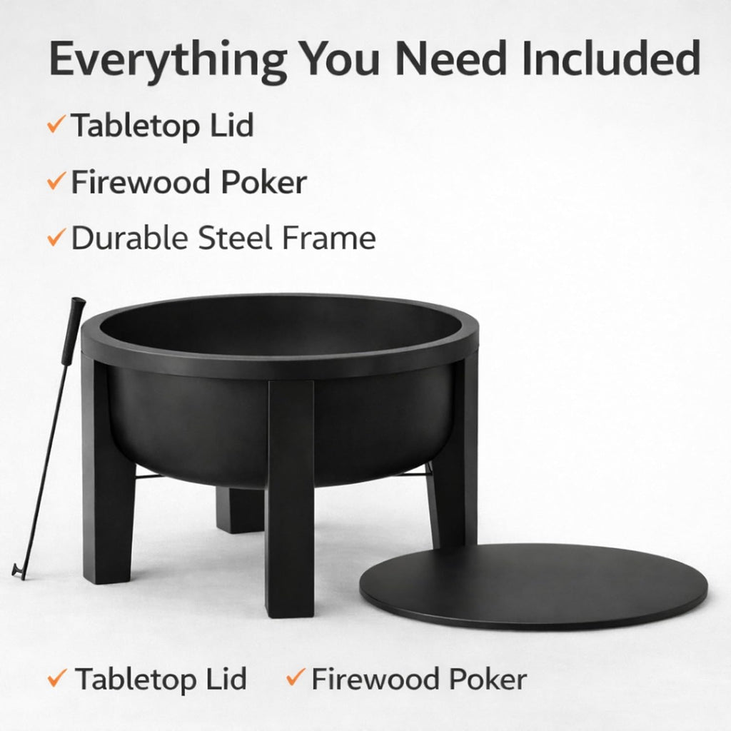 Fire Pit Surround Tabletop - Wood Burning