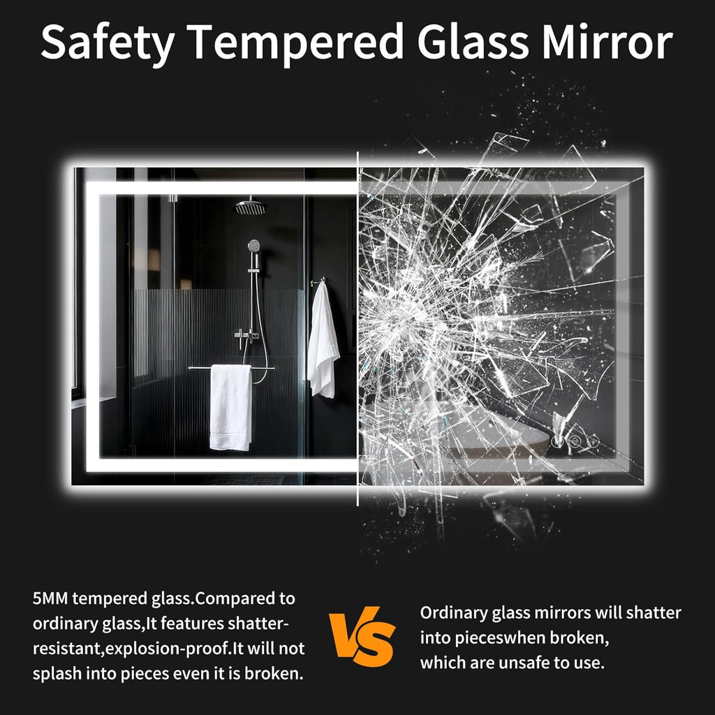 30"x48" LED Bathroom Mirror with Lights, Dimmable，Anti-Fog，Bathroom Vanity Mirror for Wall, Backlit + Front Lit