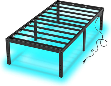 Twin Bed Frames 14 Inch Platform Bed Frame with Large Storage Space,Black Bed Frame Twin Size for Kids Heavy Duty