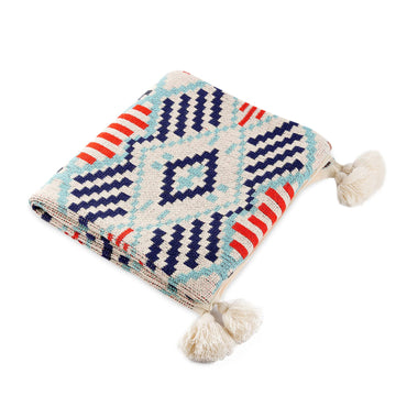 Knitted Throw Blanket Vintage Tassel Bohemian Ethnic Style Geometric Pattern Cozy Armchair Cover Warm Throws for Sofa