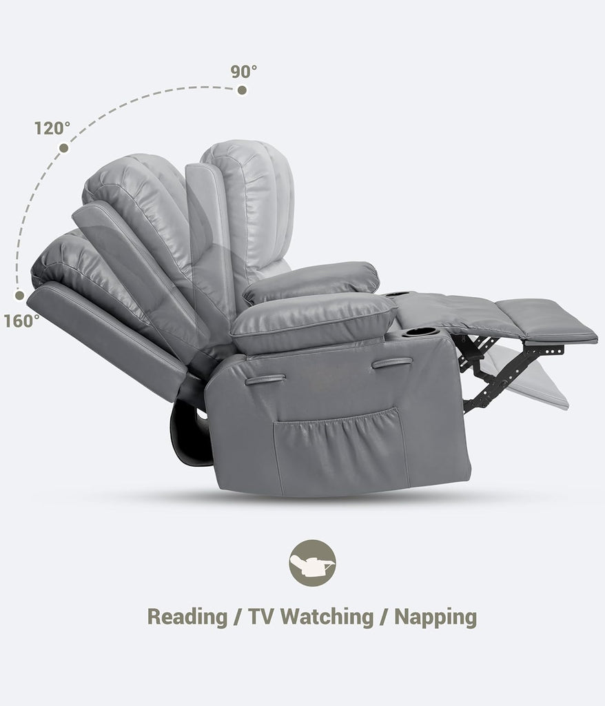 Recliner Chairs, Classic Manual Leather Recliner