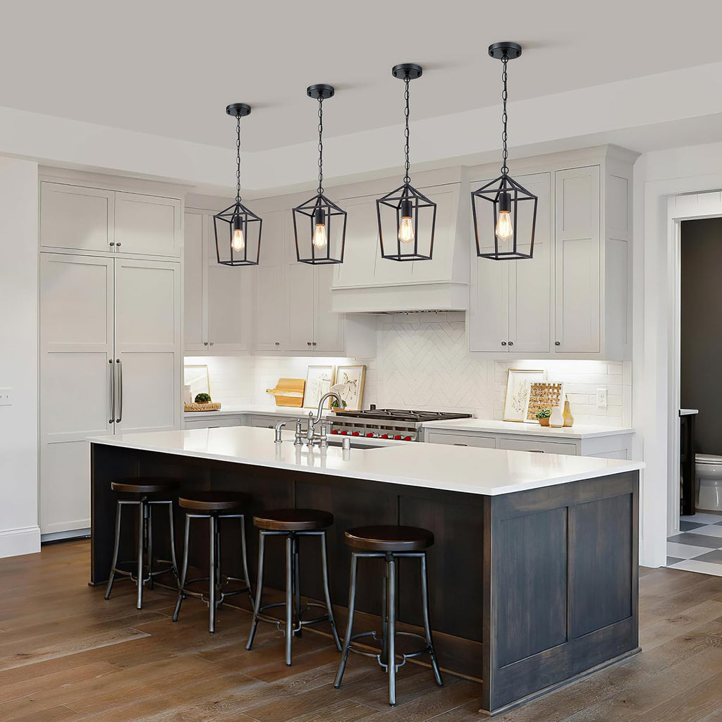 2-Pack Farmhouse Pendant Lights Kitchen Island, Black Pendant Light Fixtures Hanging Lamp for Dining Room, Modern