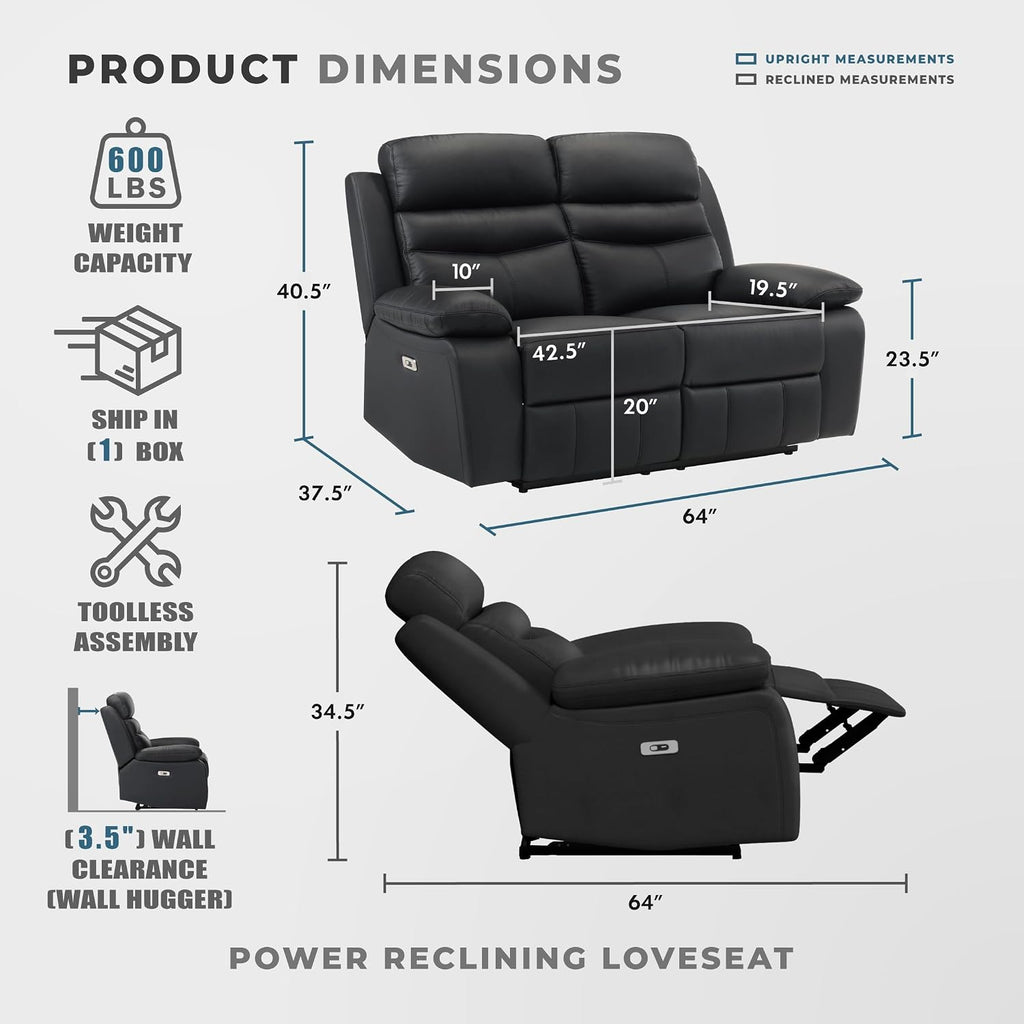 Lexicon Recliner Sofa for Living Room, Double Reclining RV Couch