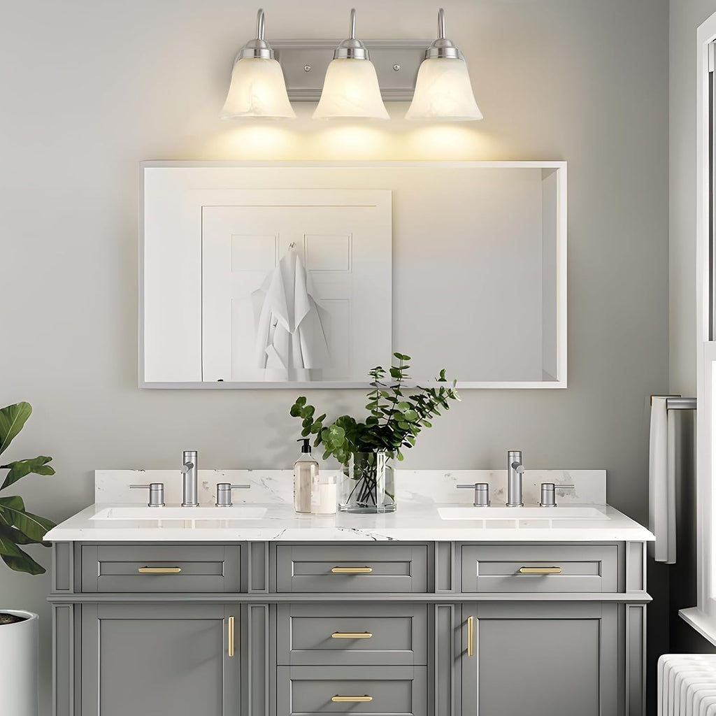 3 Light Bathroom Vanity Lights, Bathroom Light Fixtures Over Mirror, Modern Lighting Fixtures Brushed Nickel Wall