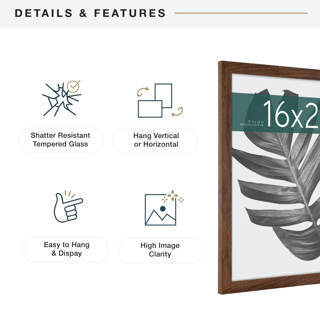 Studio Gallery Poster Frame, 16x20, Walnut Woodgrain