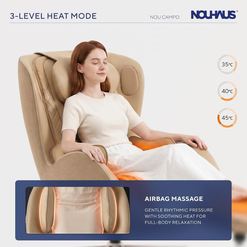 Campo Massage Chair Full Body with Ottoman, Zero Gravity | 3D Massage, Dual Sound Systems, Heated Massaging