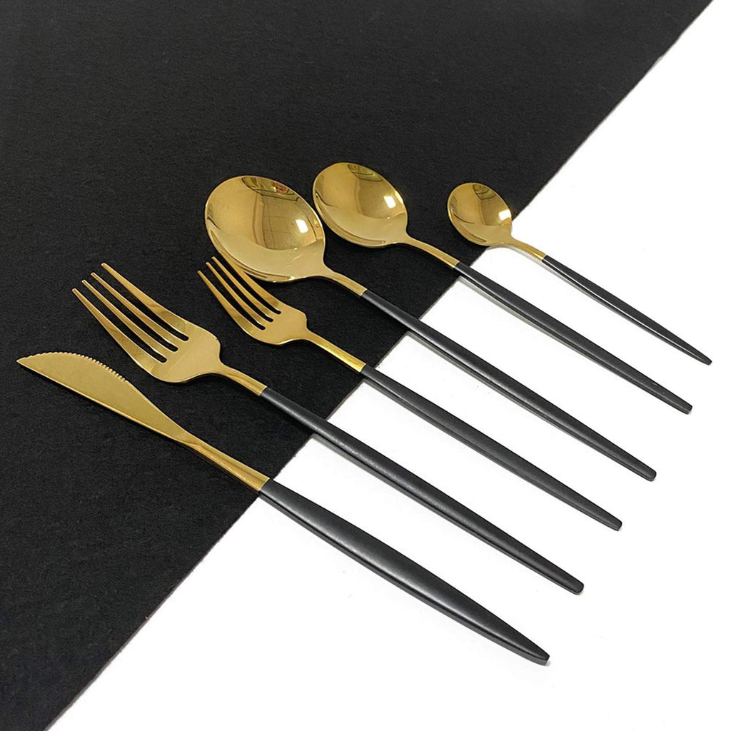 Silverware Set - 30 Piece Family Dinnerware Set - Flatware Set Service For 6 - Green Silver Tableware Sets - Cutlery