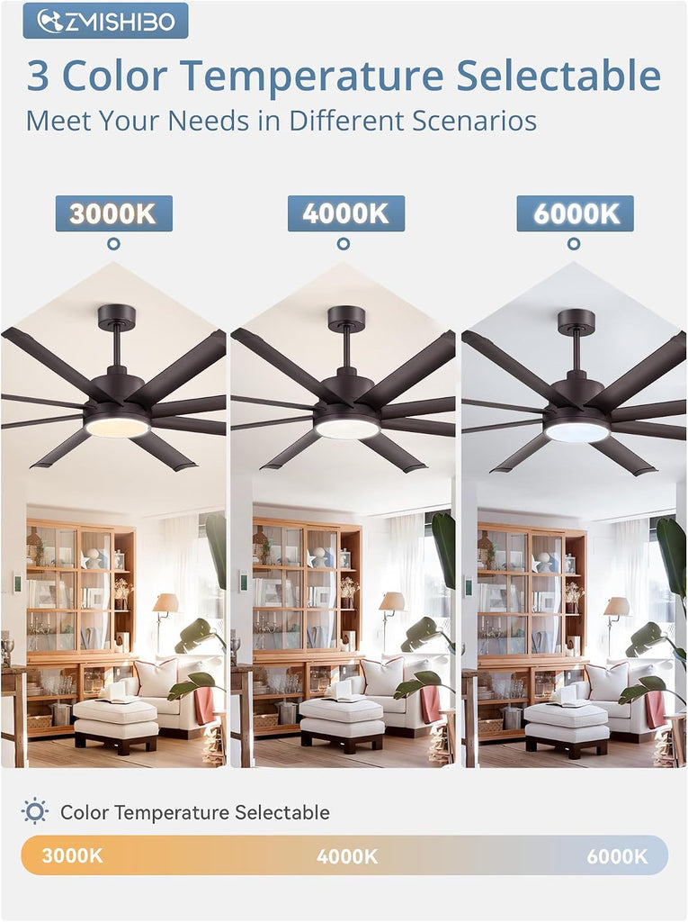 72" Ceiling Fan with LED Light and Remote - Oil Bronze