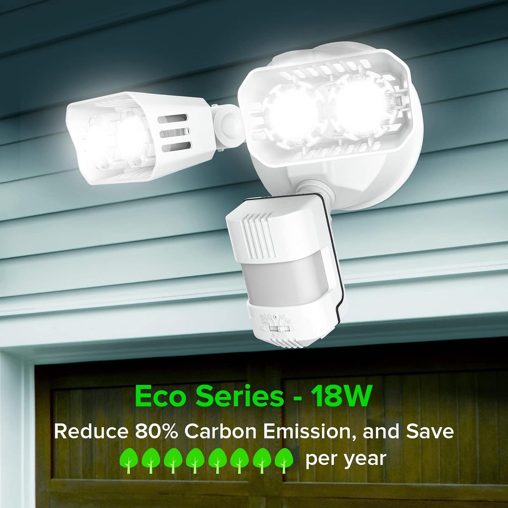 18W 1800LM LED Motion Sensor Outdoor Lights, Energy Saving Security Light, 200W Equiv. 5000K Dusk to Dawn Flood