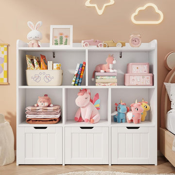 Kids Toy Storage Organizer with 3 Drawers and 6 Shelves, White