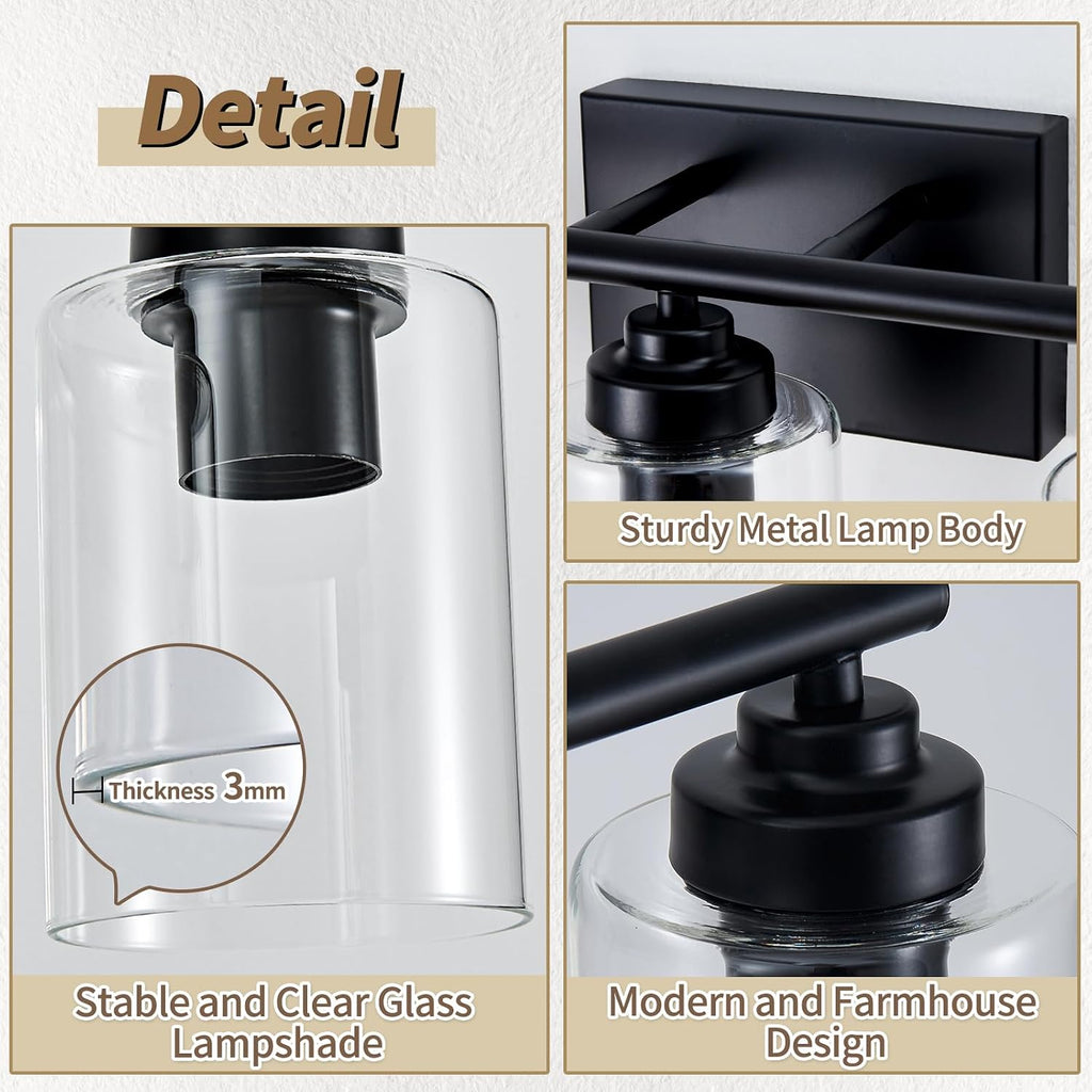 Bathroom Vanity Lights Over Mirror,Bathroom Light Fixture Wall Sconce Lighting (Black, 4-Light)