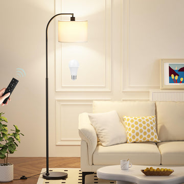 Arc Floor Lamp with Remote and Stepless Dimmable Bulb, Colors Temperature & Brightness Adjustable, Floor Lamps (White