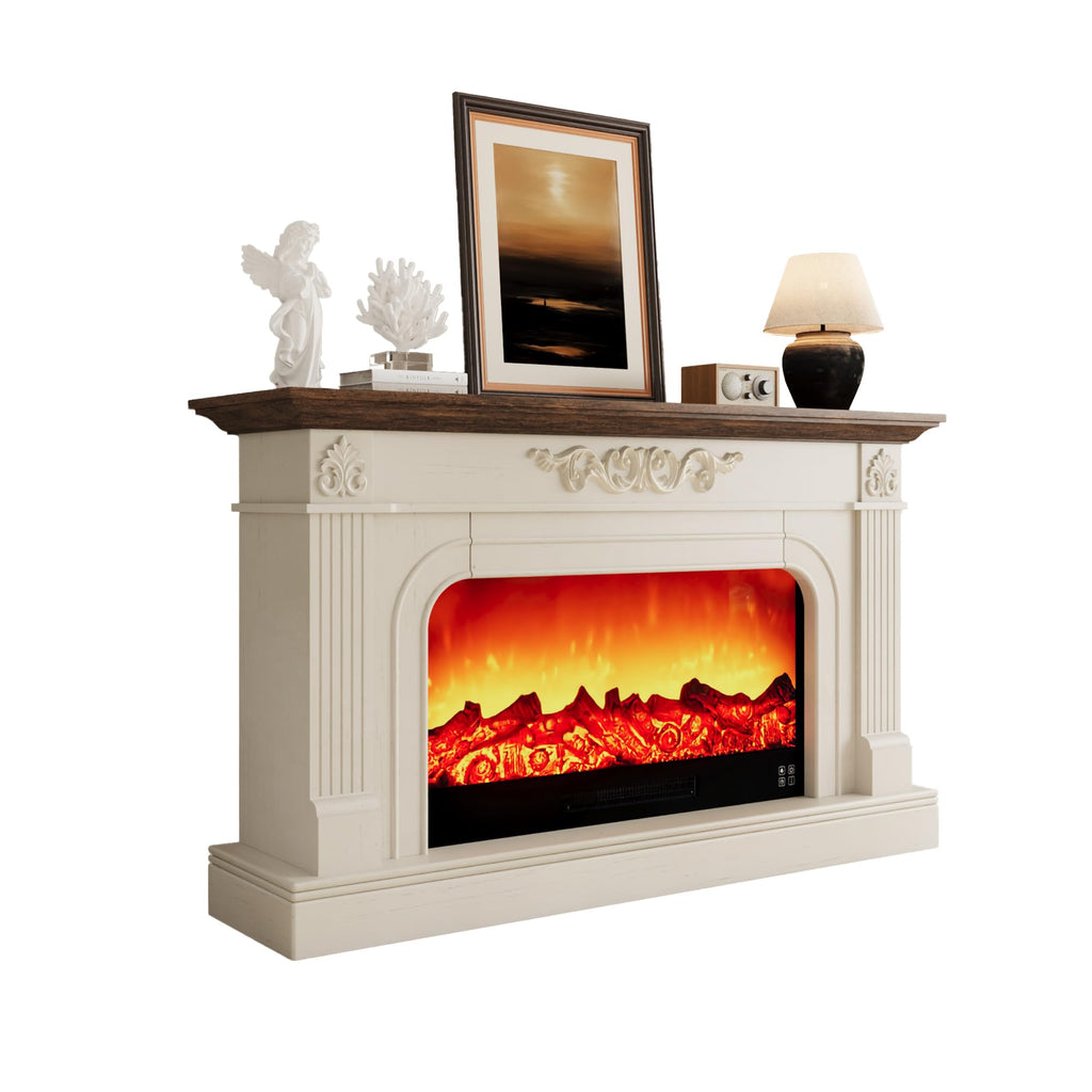59inch Fireplace with Mantel(Antique White)