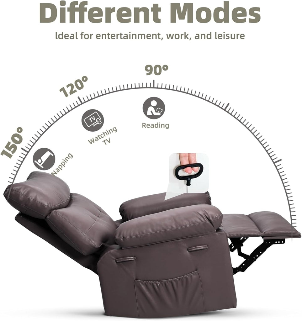 Oversized Recliner Chairs, Classic Manual Leather Recliner