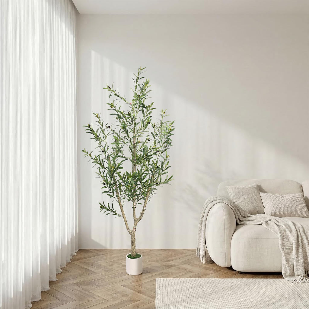 Faux Olive Tree 5ft Tall 2Pack with White Planter Decor