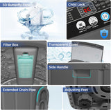 Portable Washing Machine 20Lbs Portable Washer with Drain Pump, 2.8 Cu.ft Compact Washer Machine with 10 Programs 8