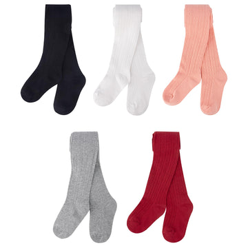 5 Pack Baby Toddler Girls Cable Knit Cotton Tights