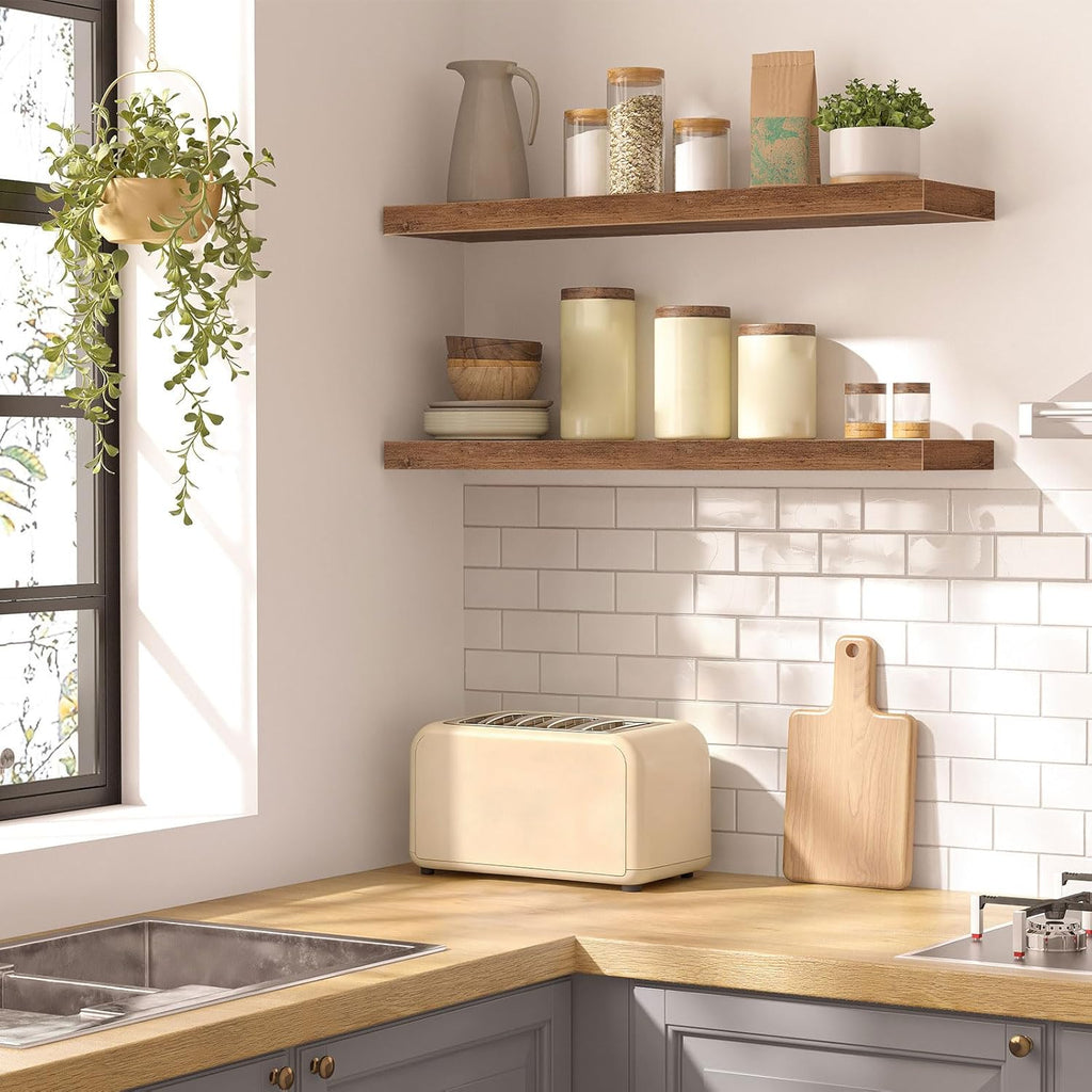 Floating Shelves for Wall, Wall Mounted Shelf Set of 2, 31.5" Hanging Shelf with Invisible Brackets, for Wall Storage