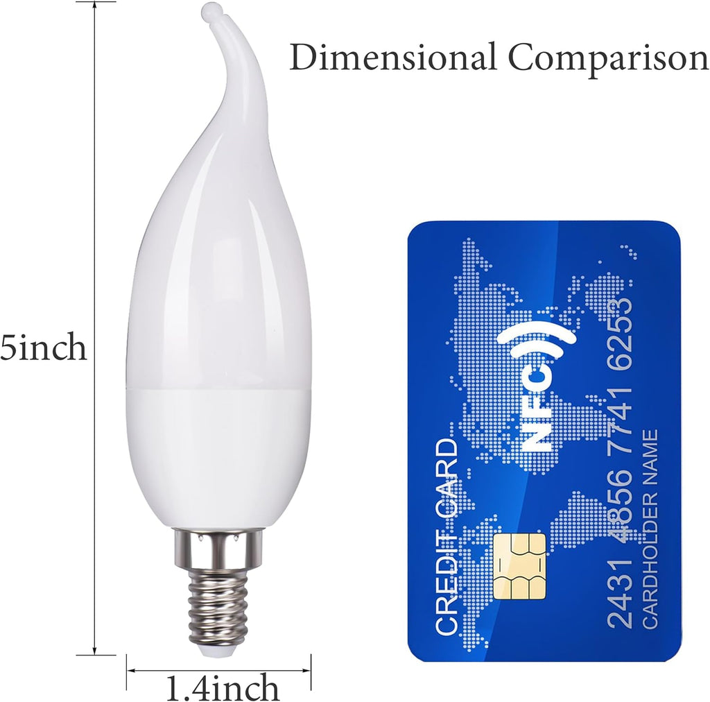 E12 Flame Bulbs 2 Packs, 3 Mode LED Candelabra 2.0 Watt Warm White Chandelier 1800k Candle Light Bulbs, Flame Tip for