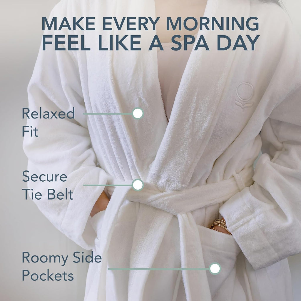 Premium Velour Bathrobe for Women - Absorbent and Thick Terry Cloth Interior