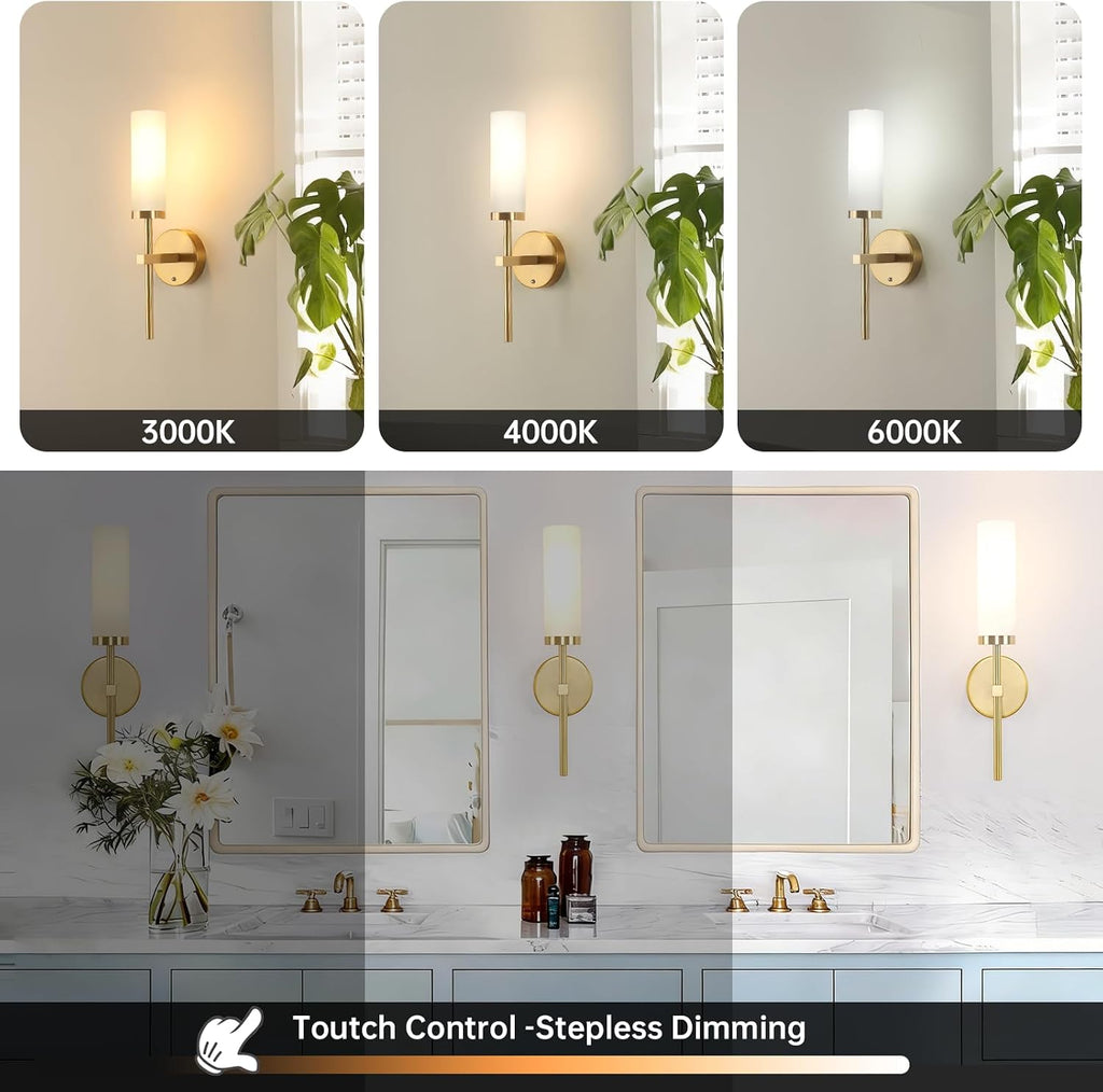 Battery Operated Wall Sconces Set of 2, Gold Rechargeable Wall Lighting Fixtures, Dimmable Wall Lights with Remote &