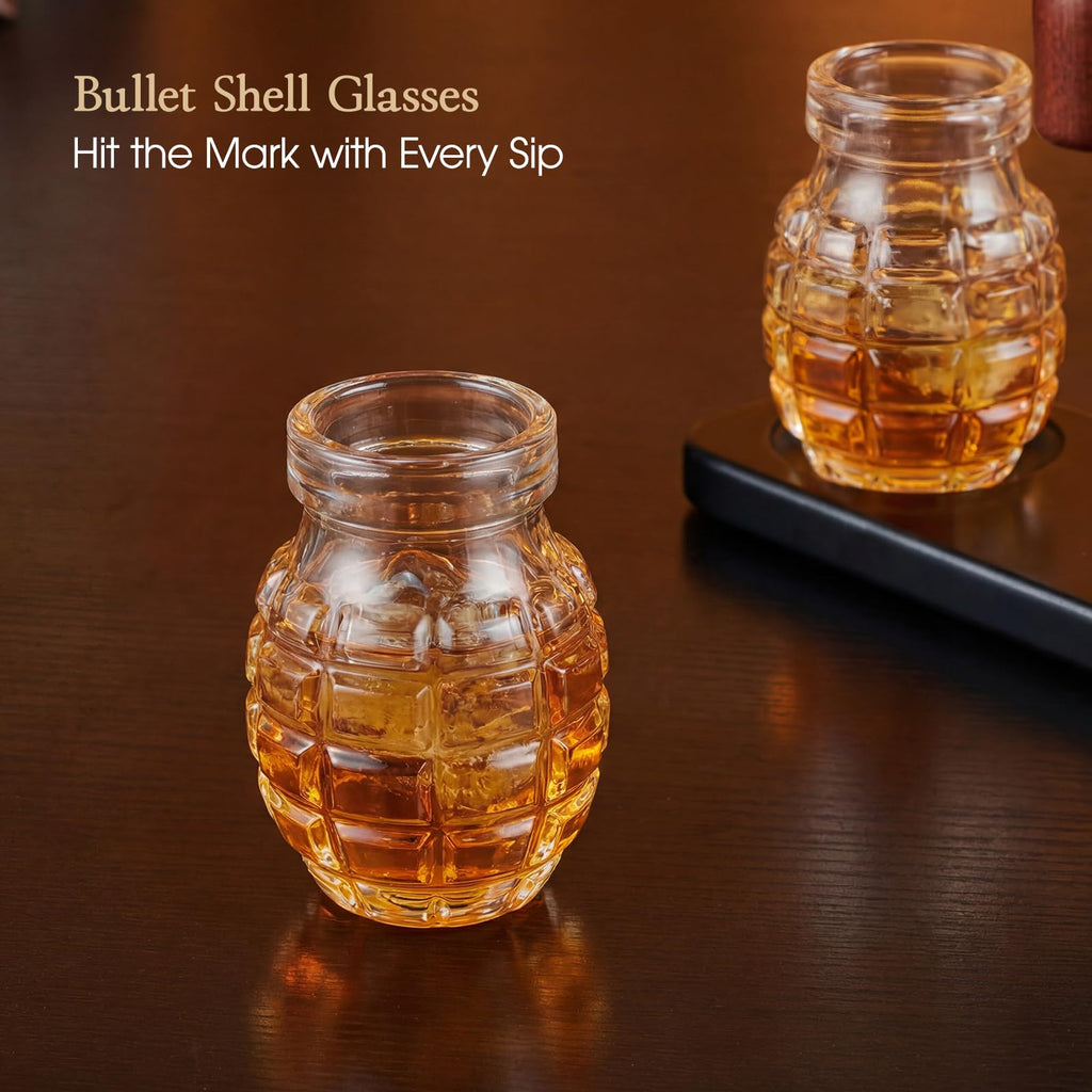 Cool Whiskey Decanter Gift Set with 2 Grenade Glass