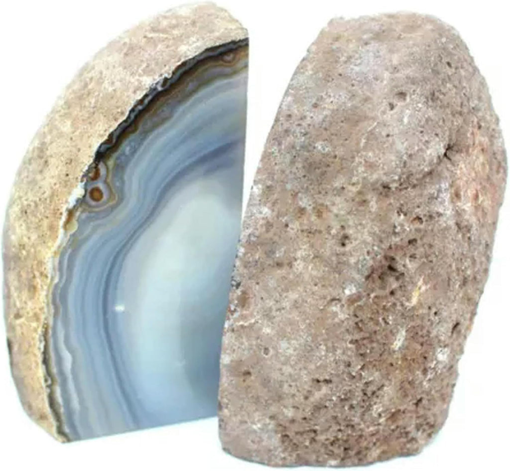 1Pair Natural Geode Book end Natural Agate Bookend Crystal Bookend Home Decor-Natural