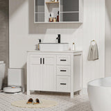 36" Modern Freestanding Bathroom Vanity with Sink - Grooved Cabinet with Soft-Close Doors & Drawers