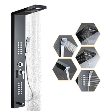 Shower Panel Tower System 5-in-1 Shower Panel - Brushed Black
