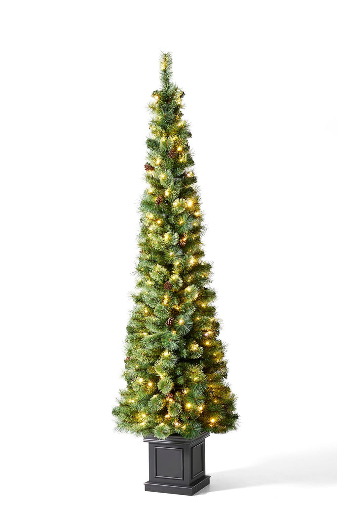 2 Pack Artificial Christmas Trees, 7FT Prelit Christmas Tree Green Pine Entrance Trees Christmas Porch Tree with 200