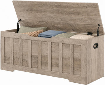 47.2" Storage Chest , Extra Large Wooden Storage Trunk with 2 Safety Hinges, Entryway Storage Bench, Blanket Chest