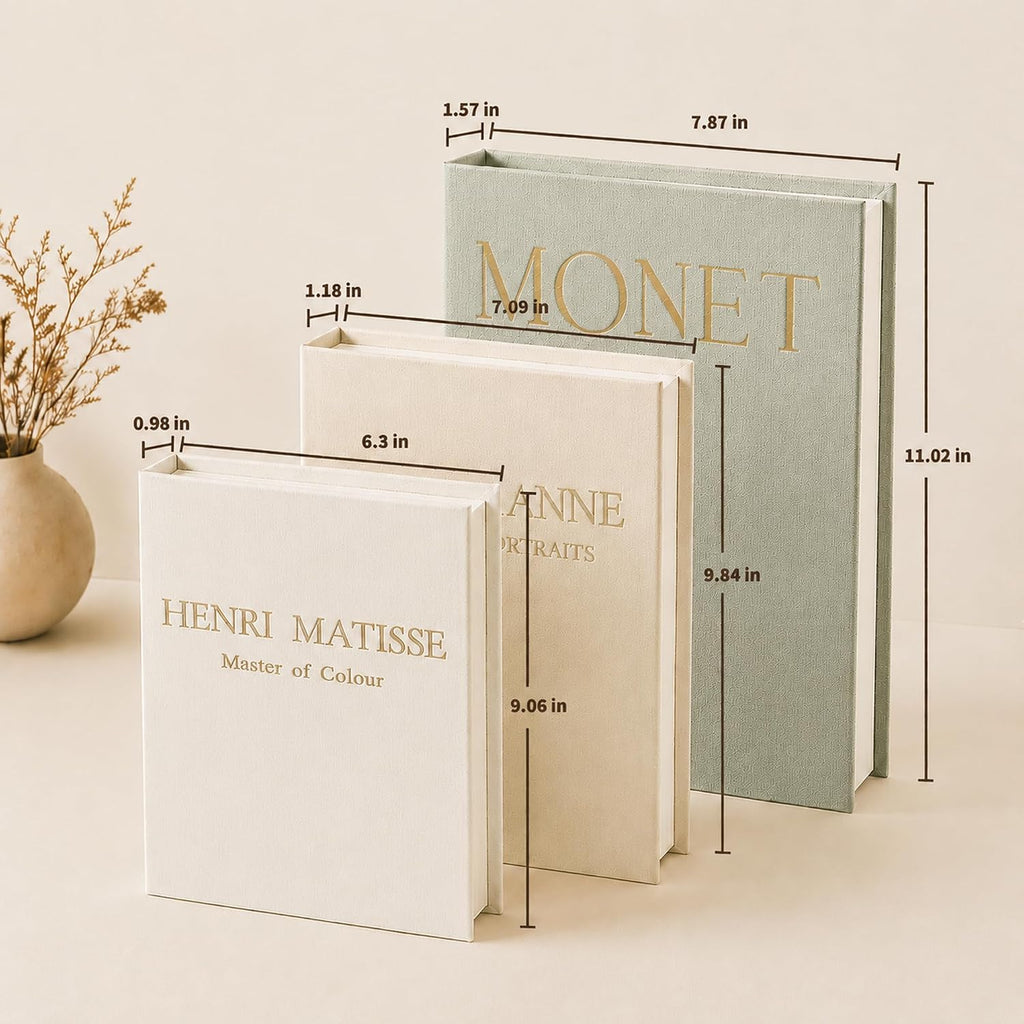 Decorative Books Decor,Set of 3 Aesthetic Faux Books with Storage Box,Linen Fake Books for Coffee Table,Bookshelf &