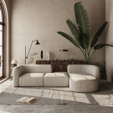 Luxury Modern Tight Curved Back Velvet Sofa, Minimalist Style Comfy Couch Apartment, 4 Seater Modular Sectional, Cream