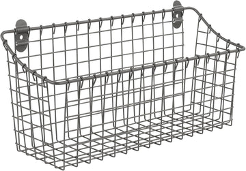 Vintage Living Extra Large Wire Wall Basket, Industrial Gray