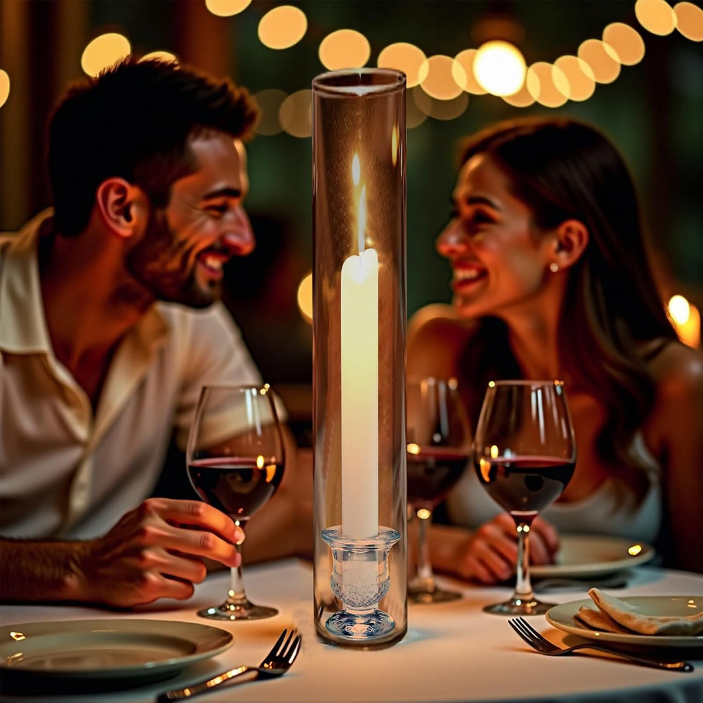 12-Pack Glass Hurricane Candle Holders - 13.78" Tall Clear Open-Ended Cylinders for Pillar Candles - Includes 2.36"