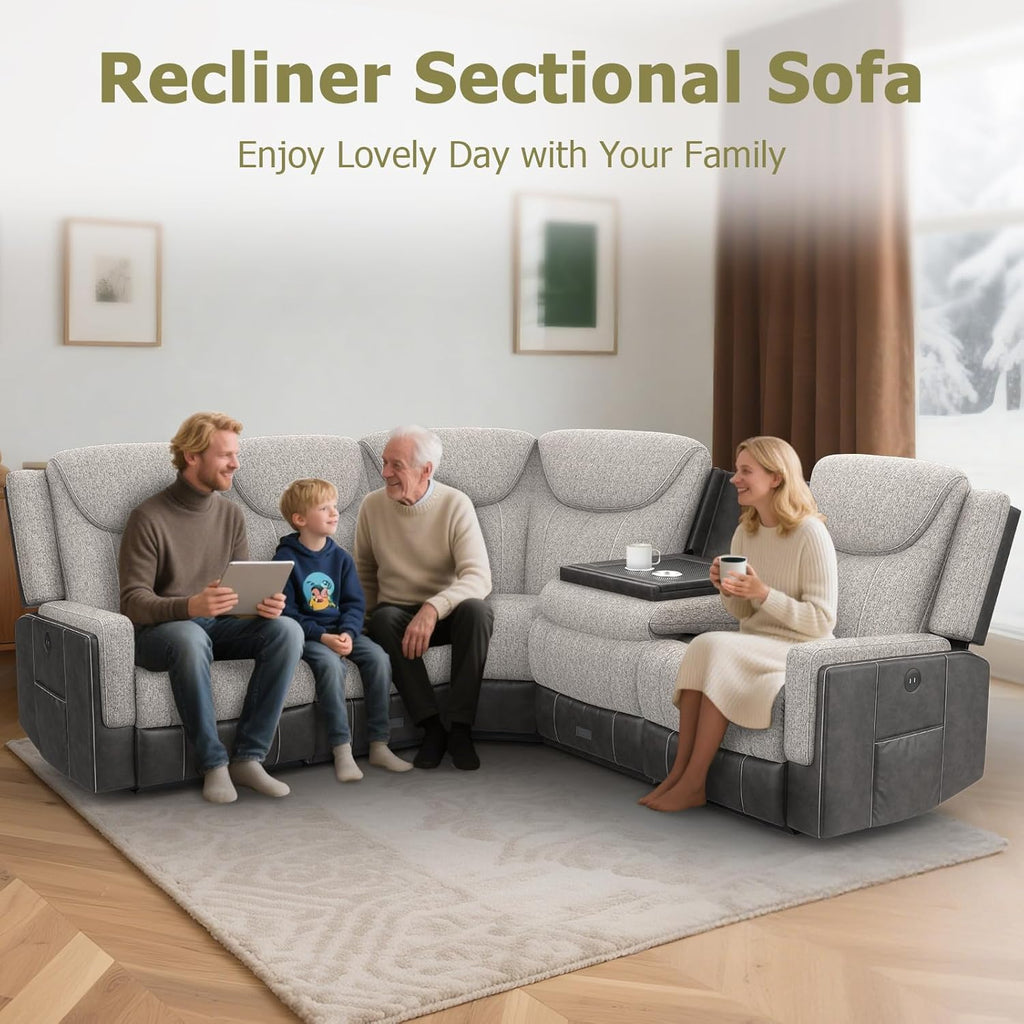 Home Theater Seating, Manual Recliner Sectional Sofa for Living Room