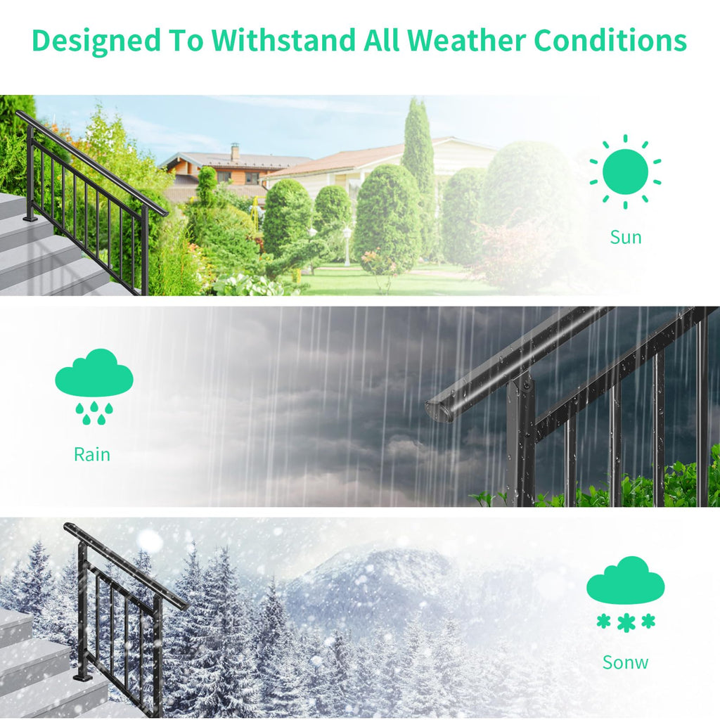 Adjustable Hand Rails for Outdoor Steps, 2‐Step Stair Railing Kit