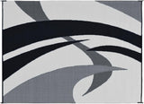 Outdoor Patio / RV Camping Mat - Swirl (Black/White, 9-Feet x 12-Feet)