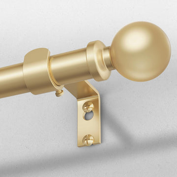 Gold Curtain Rod 36-91 Inch, 1 Inch Adjustable Heavy Duty Curtain Rods for Windows, Decorative Modern Window