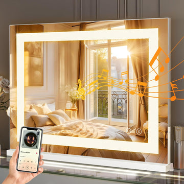 Vanity Mirror with Lights 23” x 18” Hollywood Makeup Mirror with Light Strip Smart Touch Control 3 Colors