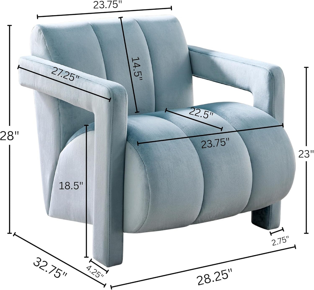 Velmor Contemporary Velvet Accent Armchair, Blue