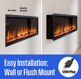 50 Inch Electric Fireplace Heater, Compatible with Alexa & Google Home