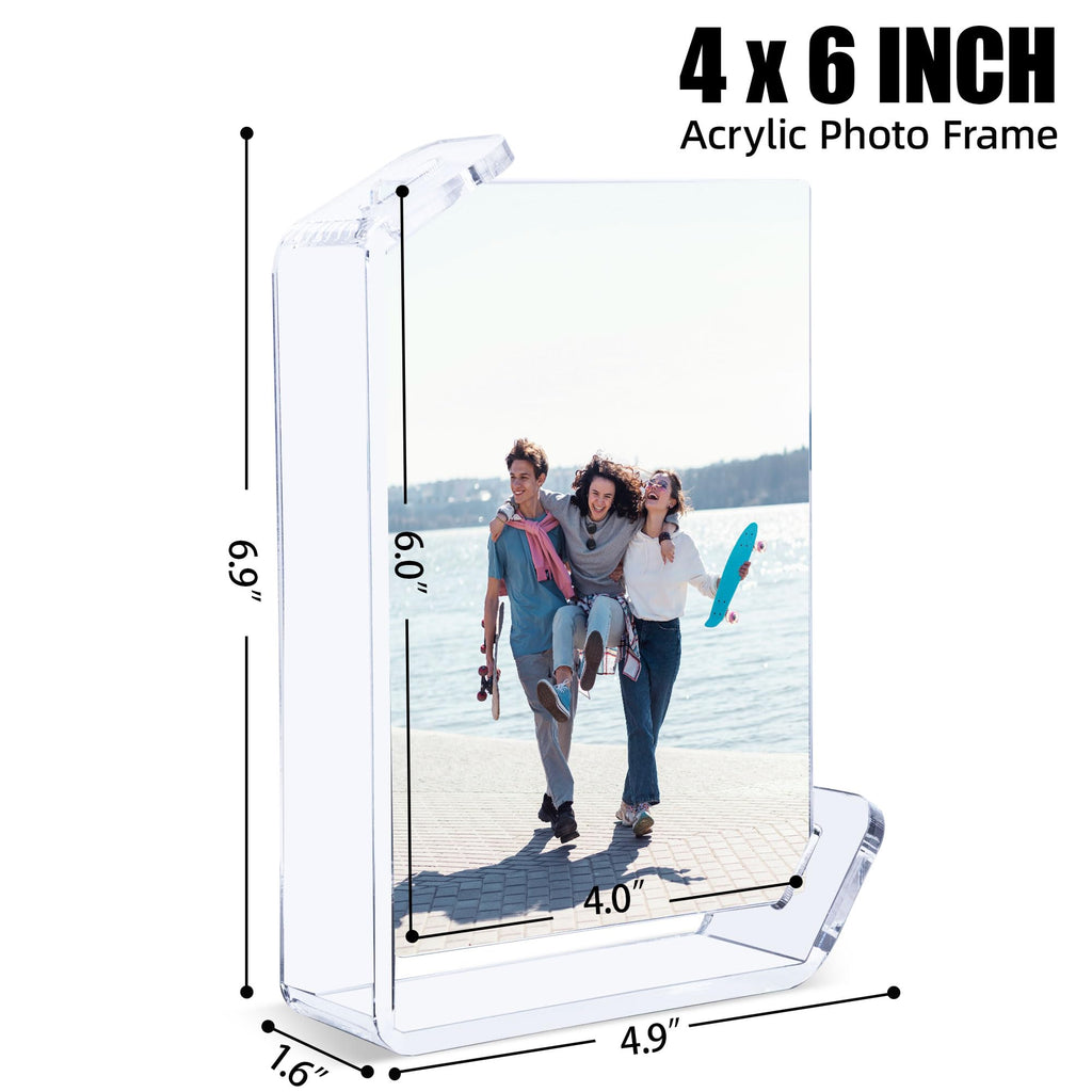 4x6 Picture Frame, 2 Pack Floating Acrylic Photo Frames, Double Sided Modern Tabletop Stands, Horizontal and Vertical
