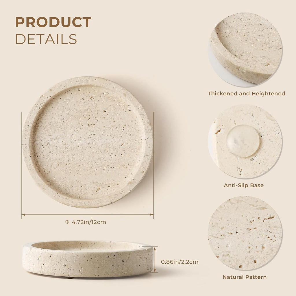 Candle Holders Italy Premium Natural Marble Candlestick Holder for Jar Pillar Candles Large Round Coaster Plate
