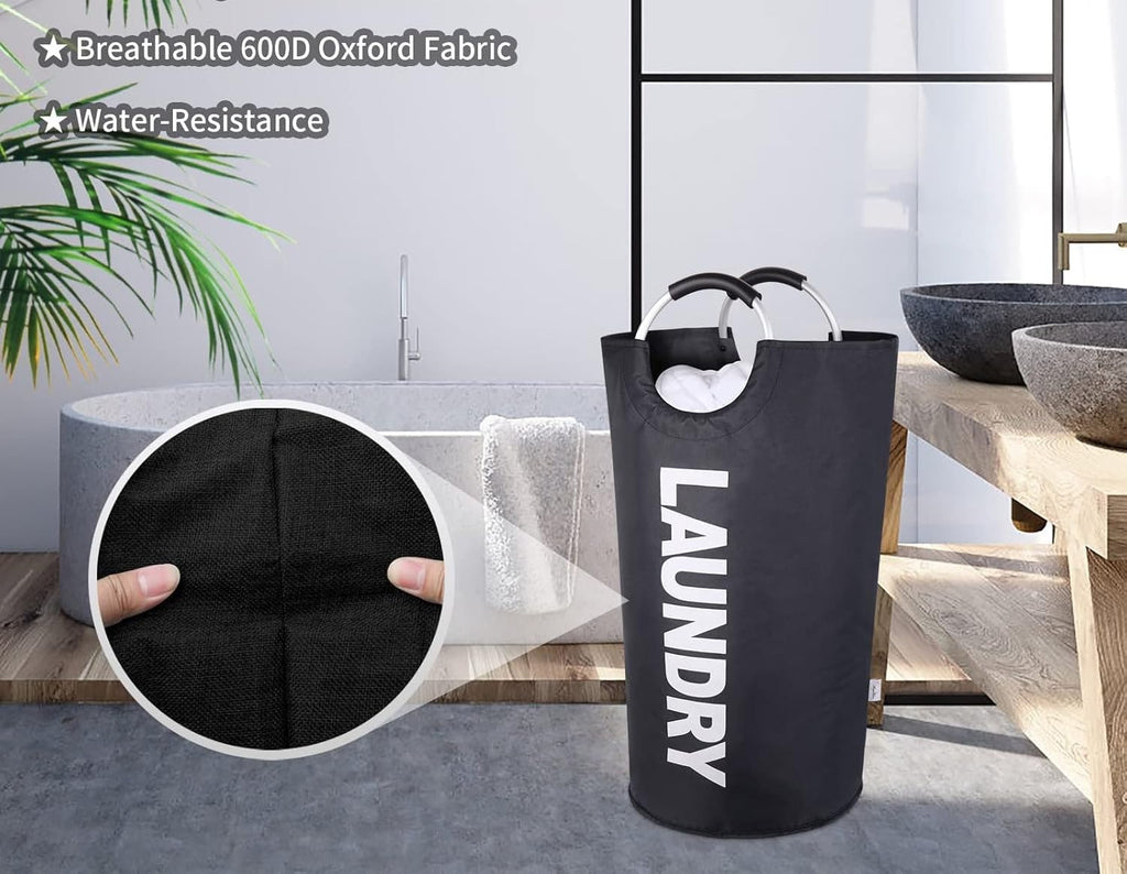 2-Pack Large Laundry Basket, Laundry Hamper Bag with Handles, 115L, Black