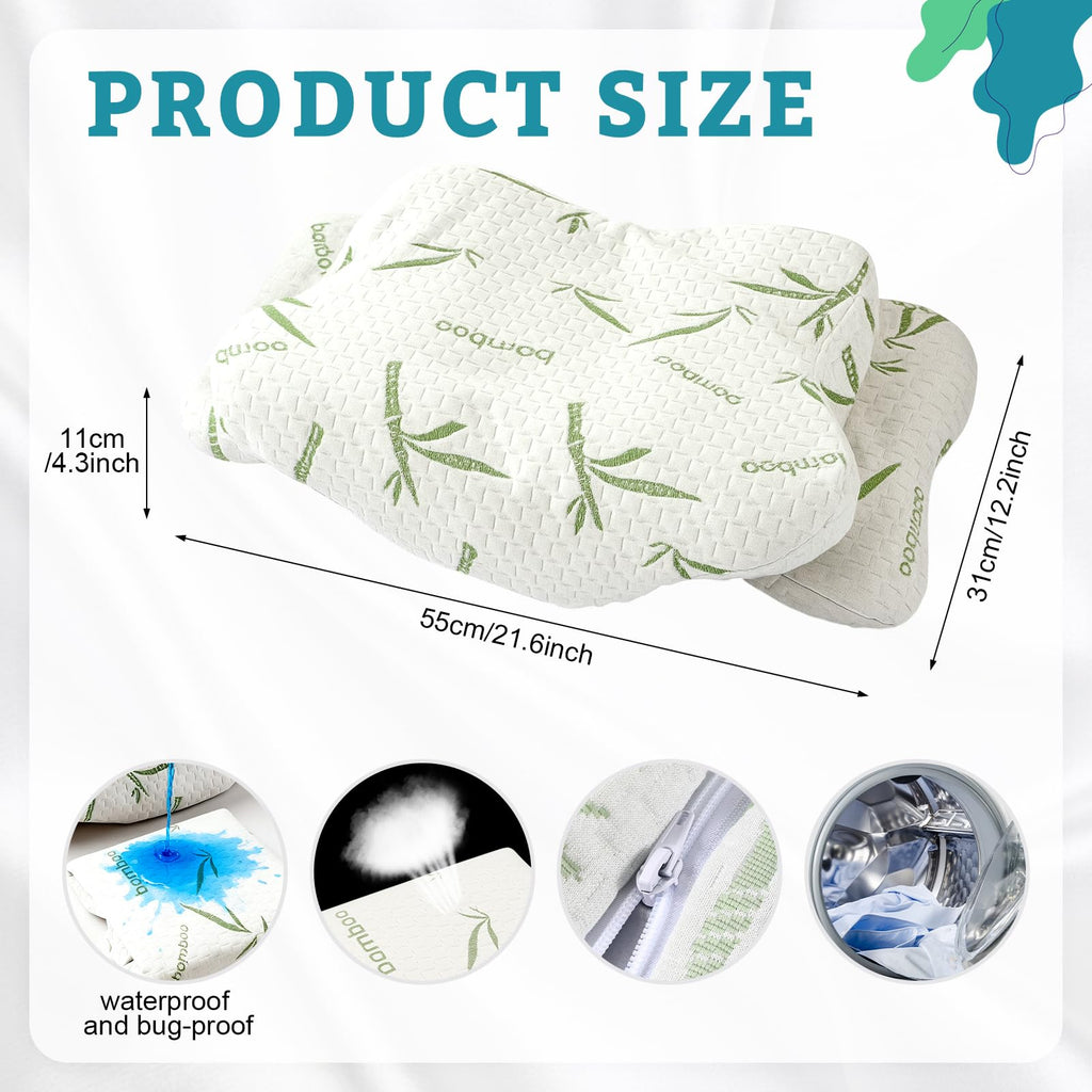 Cooling Cervical Pillowcase (Only Pillowcase) Waterproof Bamboo Neck Pillow Case Ergonomic Pillow Case Cover with
