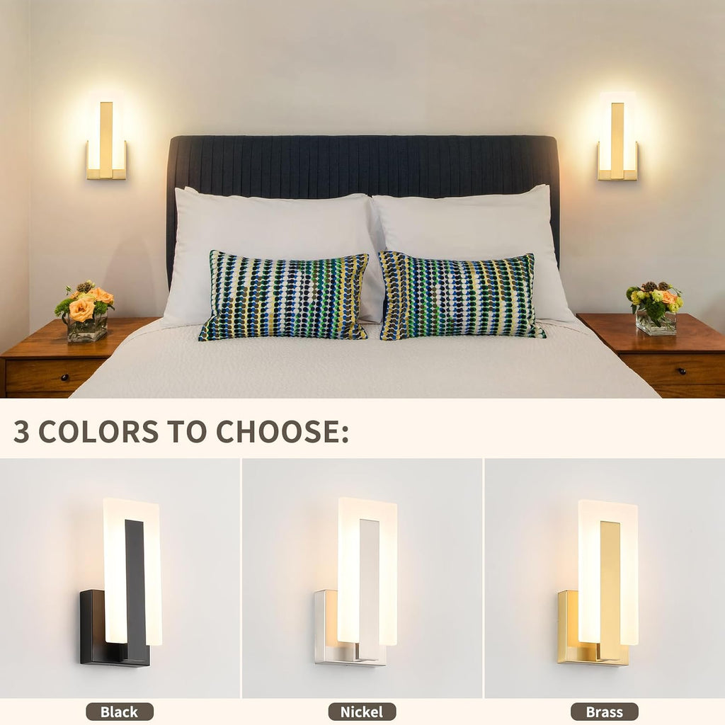Modern LED Wall Sconce Set of 2, Dimmable Hardwired Bathroom Vanity Light Indoor Wall Sconce , Study, Living Room