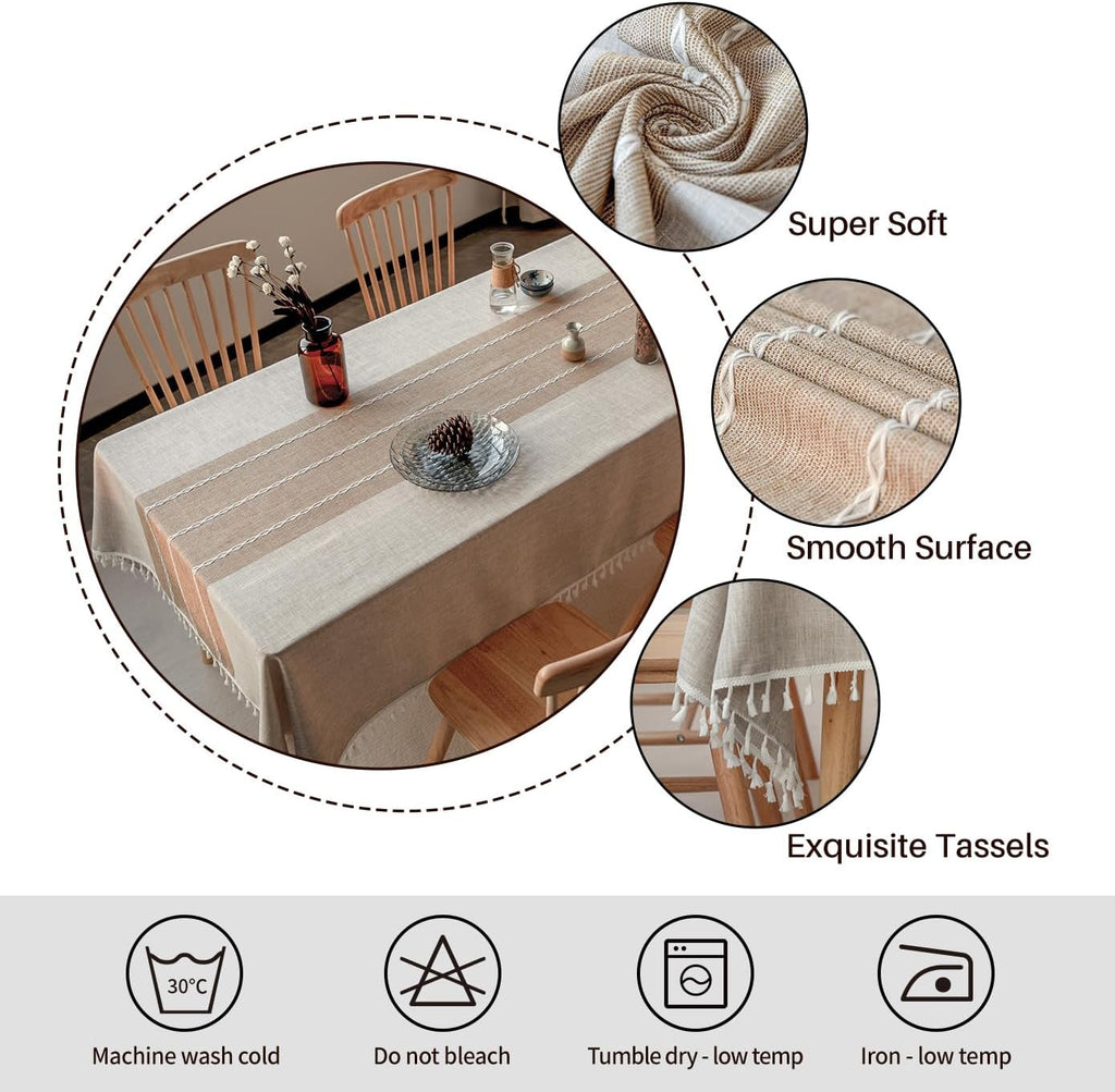 Tablecloths, Waterproof Table Cloth, Linens Wrinkle Free Anti-Fading, Rustic Table Cover Decoration 