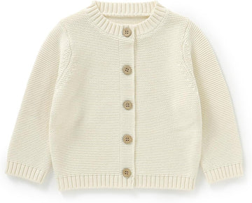 Baby Toddler Cotton Cardigan, Solid Color Sweater, Boys and Girls