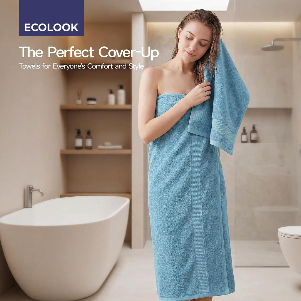 Ultra Soft 6-Piece Towel Set, 100% Cotton | Lighter Weight, Quick Dry, Highly Absorbent, 2 Bath, 2 Hand, 2